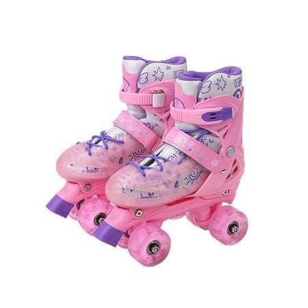 SizeS(26-29) Ice Pink Double-Row Roller Skates Shoes Carousel 1