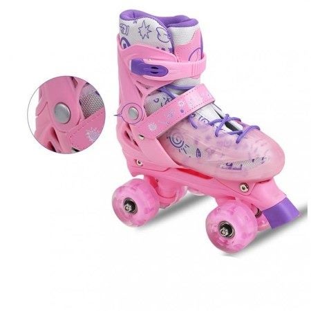 SizeS(26-29) Ice Pink Double-Row Roller Skates Shoes Carousel 2