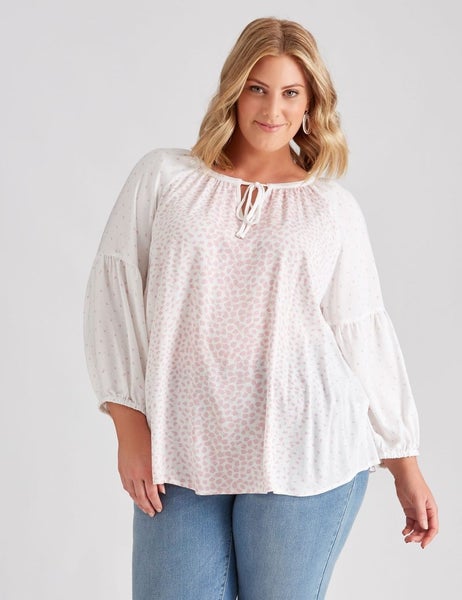 Autograph Pink Spot Tie Neck Blouse ~ Size 20-22 Carousel 1