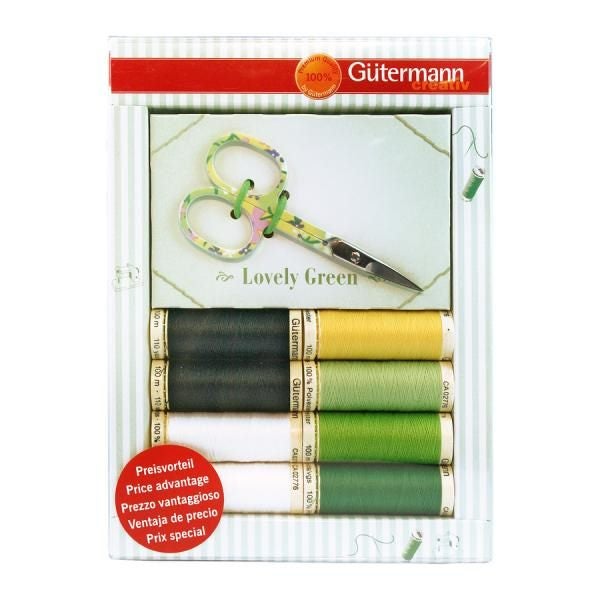 Gutermann Sewing Kit with Scissors - Green Carousel 1