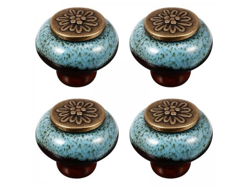 4pcs Ceramic Single Hole Cabinet Handles Wardrobe Cupboard Pull Handles Drawer Carousel 2