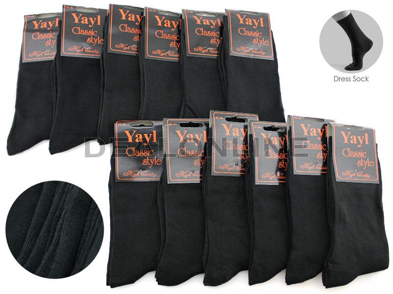 Black Socks Business Socks Crew Socks Dress Socks (12 Pairs) Men's - SIZE7-10 Carousel 1