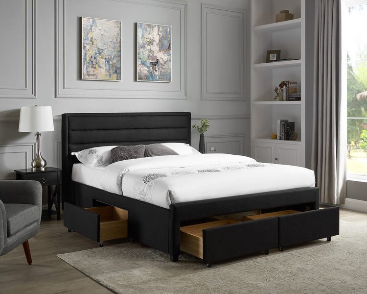 King Black Bed Frame~~~ With 4 Drawer Bed Carousel 1