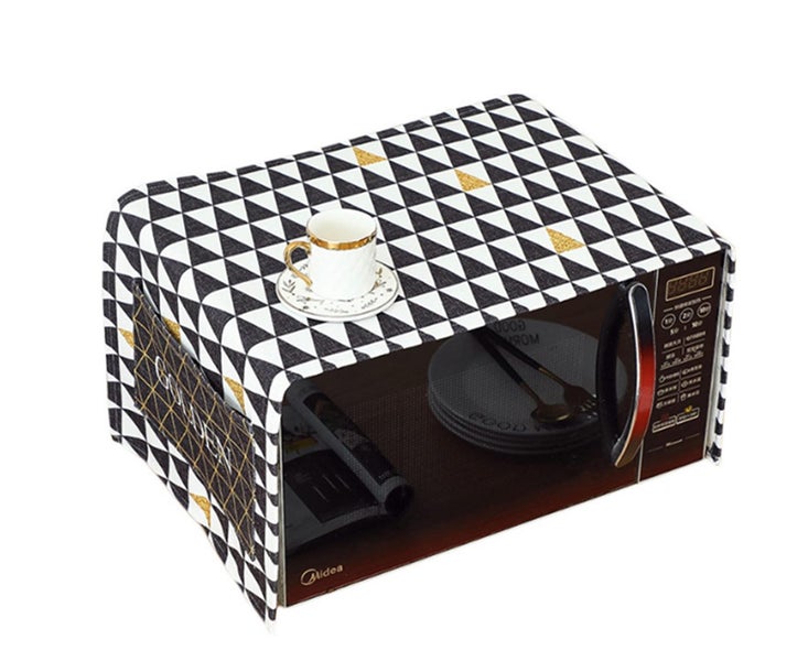 C75 Kitchen Black and White Triangle Pattern Microwave Dust Cover Carousel 1