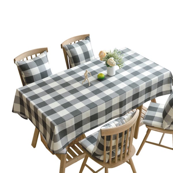 B37 135X220cm Outdoor Rectangular Black and White Square Lattice Tablecloth Carousel 1
