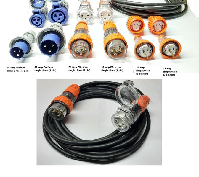 Single phase, 3 pin extension lead cord PDL or Ceeform Style ext : WeldingStuff Carousel 1