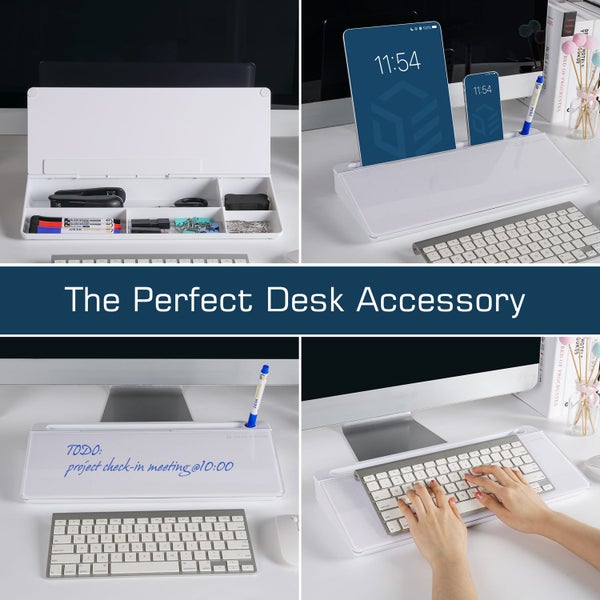 Desk Empire Deskaniser Desktop Whiteboard Glass Dry Erase with Markers & Eraser Carousel 7
