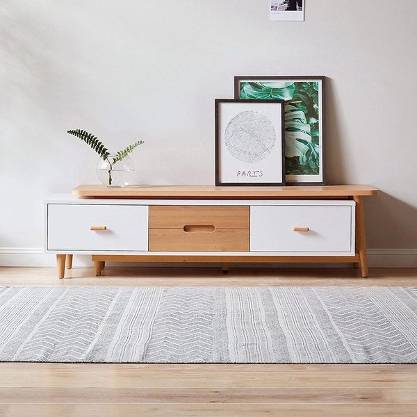 Entertainment Unit Extendable TV Cabinet White And Wood Carousel 2