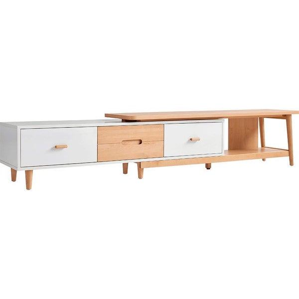 Entertainment Unit Extendable TV Cabinet White And Wood Carousel 1