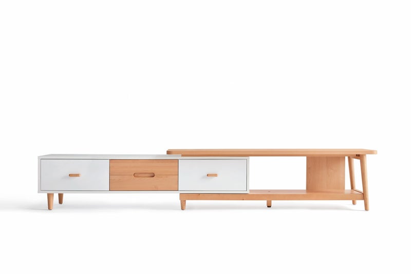 Entertainment Unit Extendable TV Cabinet White And Wood Carousel 13