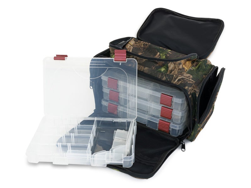 Fishing Bag Back Pack with 4 Tackle Boxes - Camo Carousel 2