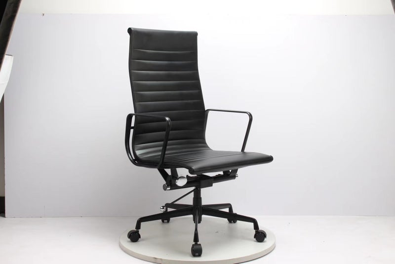 *MG*RP Genuine Leather Eames High Back Office Chair, all black color *Avail* Carousel 1