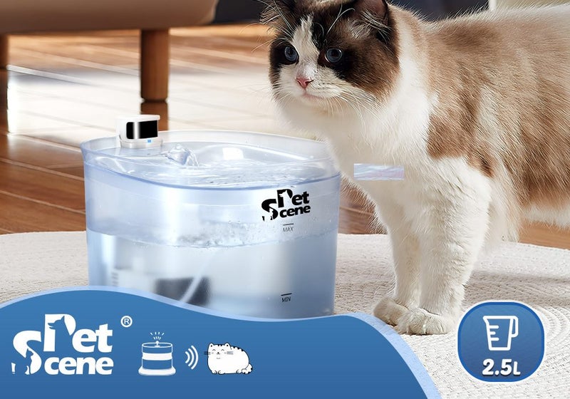 Automatic Cat Dog Water Fountain Smart,Pet Drinking Dispenser Feeder Bowl 2.5L Carousel 2