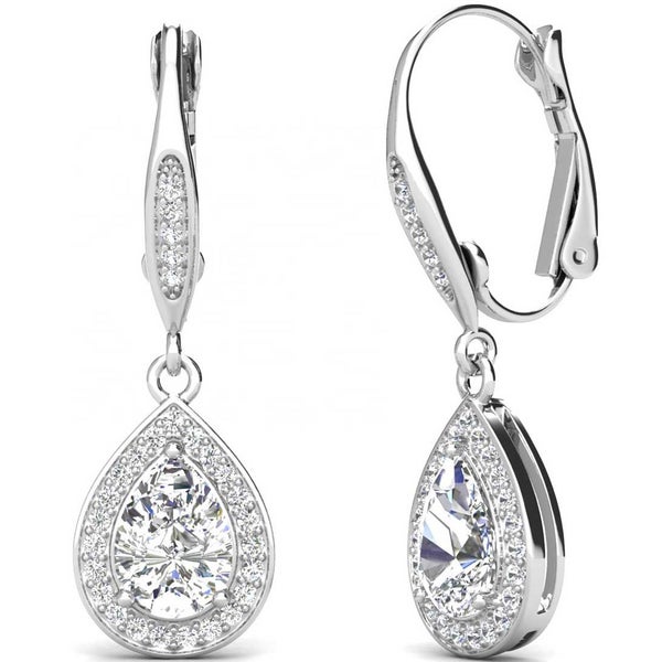 18K White Gold Drop Premium Crystal Earrings "Senorita" Carousel 1