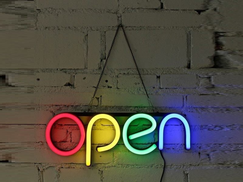 OPEN Neon Sign LED Tube Handmade Visual Artwork Bar Pub Club Wall Decor Light Carousel 1