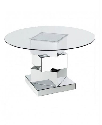 CLEARANCE - Cyrina Mirrored Glass Round Dining Table 120CM **45% OFF** Carousel 1