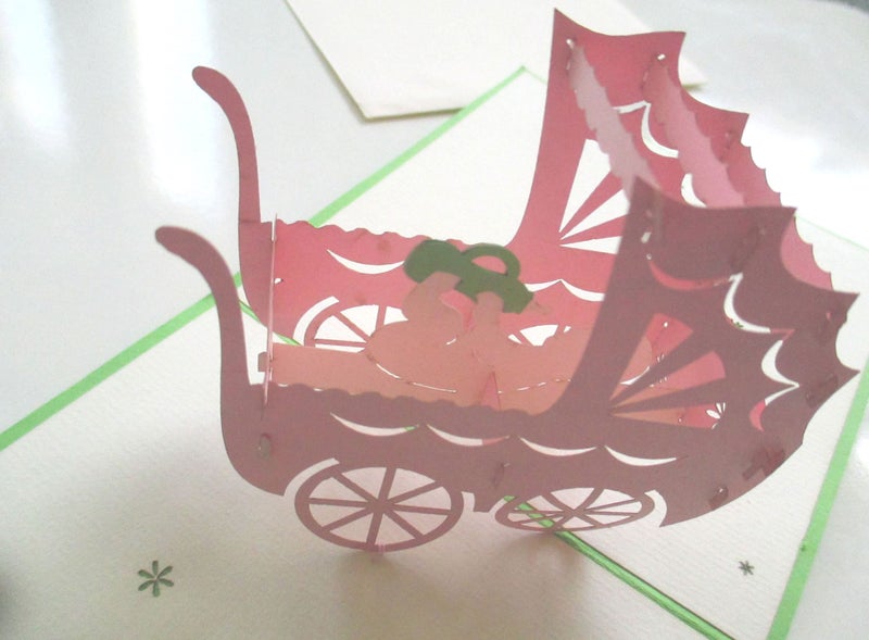 Baby Card for baby boy or baby girl - Special - Pop up Pram Carousel 1