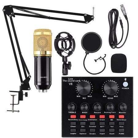 Podcast Microphone Bundle Livestream Mic Kit with Live Sound Card Adjustable Met Carousel 1