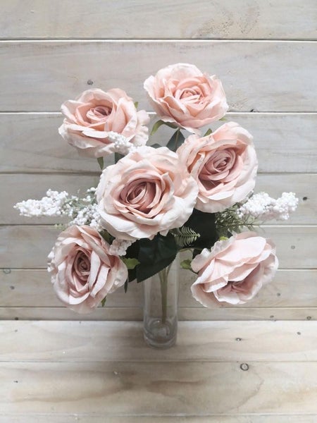 Artificial Rose Bush - Large Rose (Blush Pink) Carousel 1