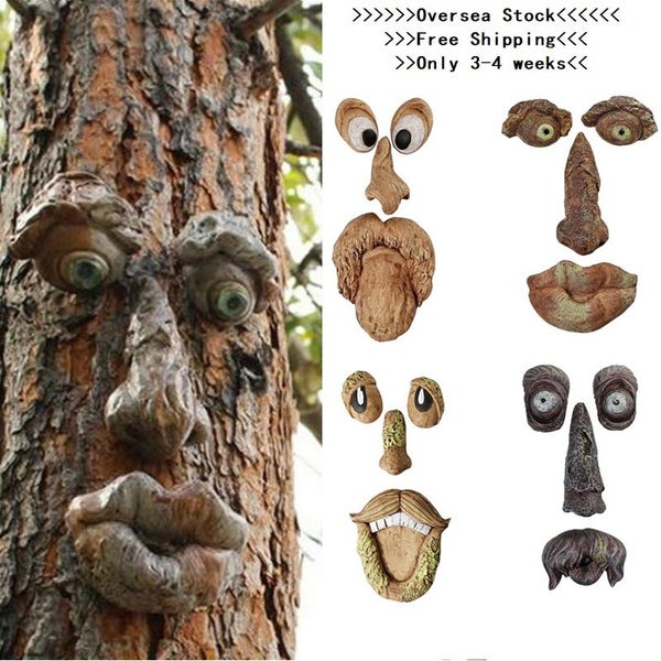 Funny Old Man Tree Face Hugger Garden Art Outdoor Tree Amusing Old Man Face 622D Carousel 1