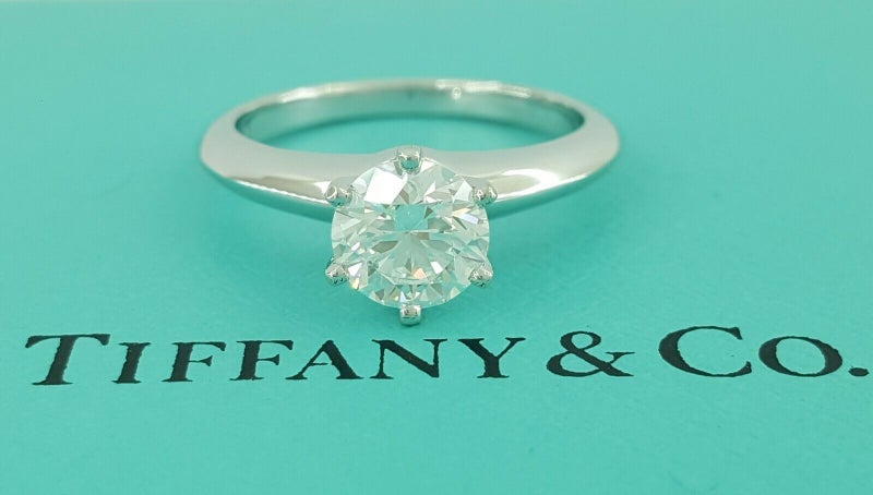 WOW! Authentic Tiffany & Co. Platinum 1.04ctw Diamond Solitaire Engagement Ring Carousel 1