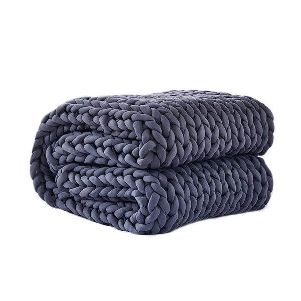 Dreamz Knitted Weighted Blanket Chunky Bulky Knit Throw Blanket 6.5KG Dark Grey Carousel 1