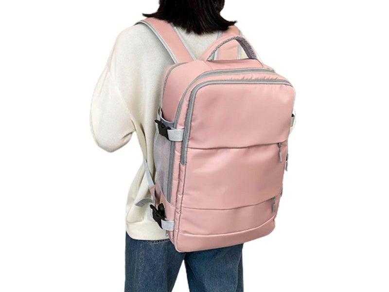 Water Resistant Mommy Bag Diaper Bag Travel Backpack with USB Port Pink Carousel 2
