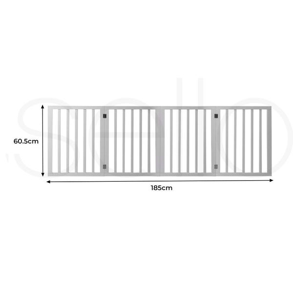 Wooden Pet Gate Dog Fence Retractable Barrier Portable Door 4 Panel White Carousel 9