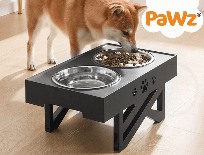 Pawz Elevated Pet Feeder Food Water Double Bowl Adjustable Height Raised Stand Carousel 9