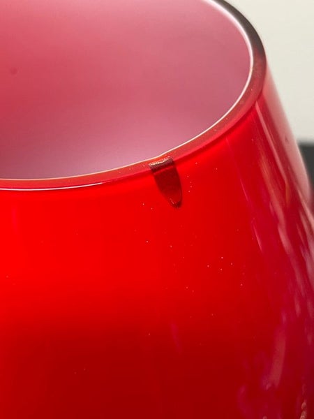 Vintage Mid Century Ruby Red Cased Glass Balloon Brandy Goblet Carousel 7