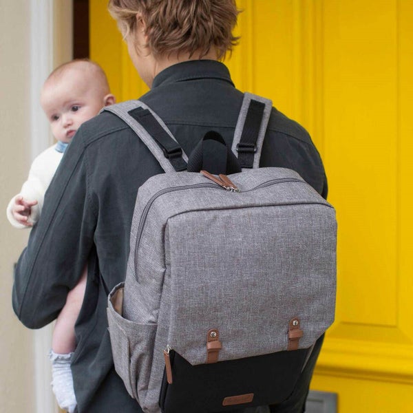 Babymel George Baby Nappy Backpack Unisex Diaper Bag Grey/Black Carousel 10