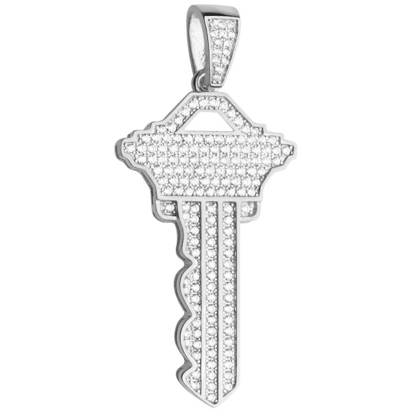 Premium Bling - 925 Sterling Silver KEY Pendant Carousel 1