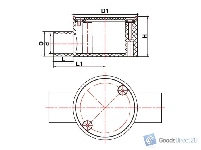 Conduit Junction Box, Two Way, Straight - 25mm (Grey) - JAJ Carousel 2