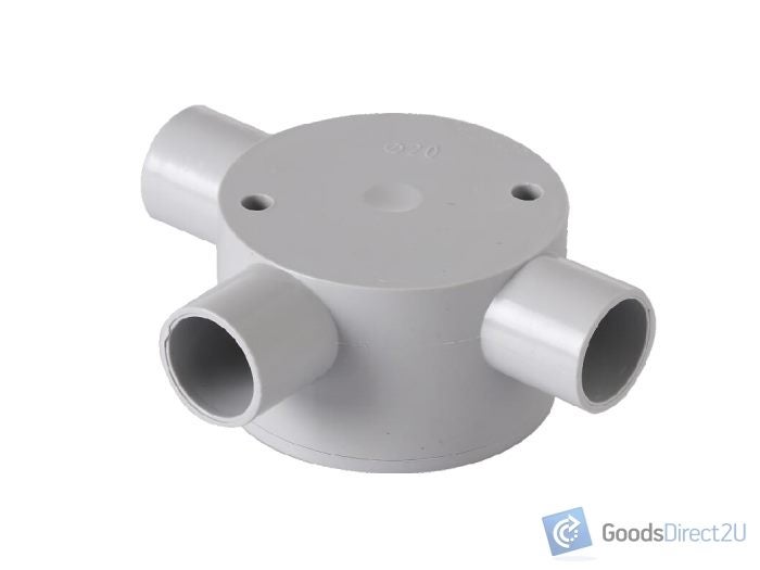 Conduit Junction Box, Three Way, Tee - 25mm (Grey) - JAJ Carousel 1