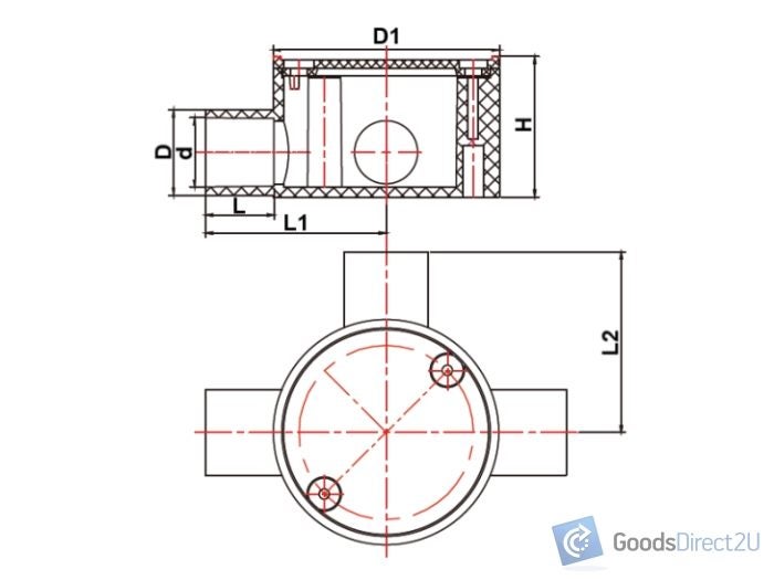 Conduit Junction Box, Three Way, Tee - 25mm (Grey) - JAJ Carousel 2