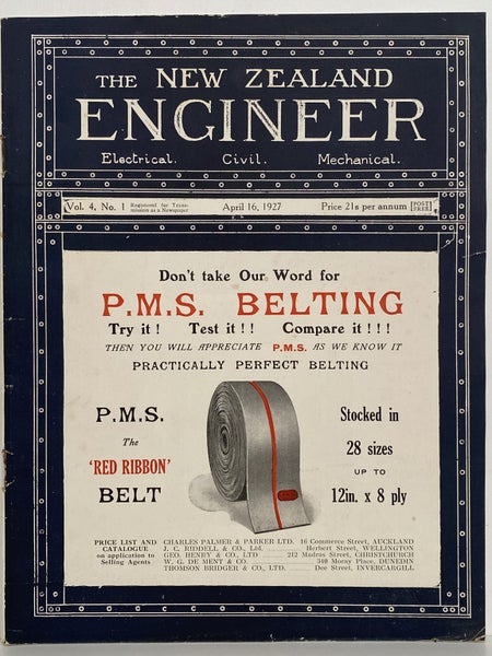 OLD MAGAZINE: The New Zealand Engineer Vol. 4, No. 1 - 16 April 1927 Carousel 1