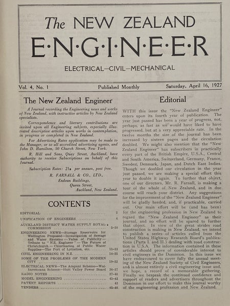OLD MAGAZINE: The New Zealand Engineer Vol. 4, No. 1 - 16 April 1927 Carousel 3