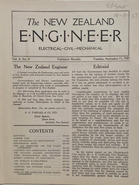 OLD MAGAZINE: The New Zealand Engineer Vol. 4, No. 8 - 15 November 1927 Carousel 3
