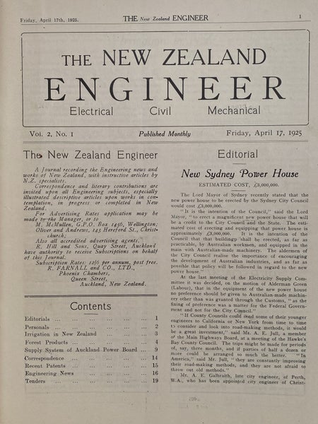 OLD MAGAZINE: The New Zealand Engineer Vol. 2, No. 1 - 17 April 1925 Carousel 3
