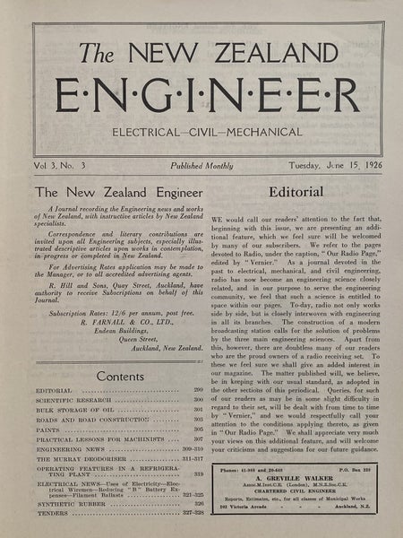 OLD MAGAZINE: The New Zealand Engineer Vol. 3, No. 3 - 15 June 1926 Carousel 3