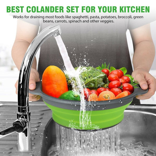 Foldable Silicone Round Strainers Collapsible Colander Basket - 24cm Carousel 2
