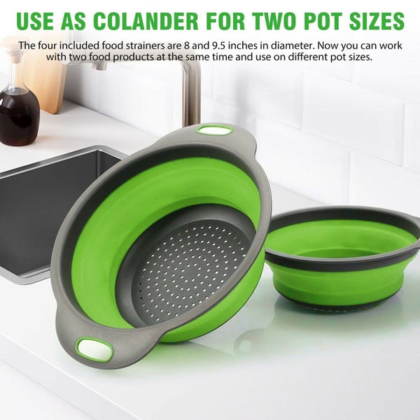 Foldable Silicone Round Strainers Collapsible Colander Basket - 24cm Carousel 1