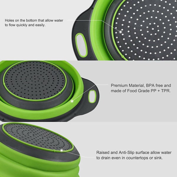 Foldable Silicone Round Strainers Collapsible Colander Basket - 24cm Carousel 6
