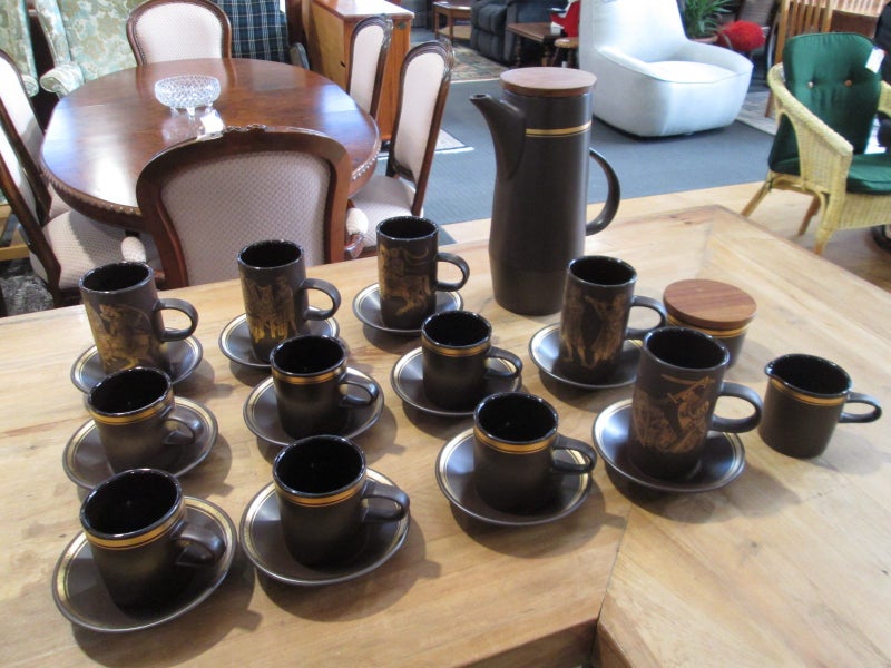 PURBECK Pottery 25pc "Medieval Pursuits" Coffee Set Carousel 1