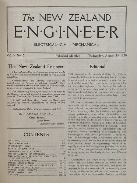 OLD MAGAZINE: The New Zealand Engineer Vol. 5, No. 5 - 15 August 1928 Carousel 3