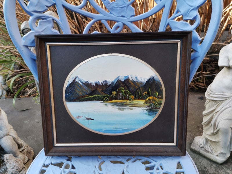 Small Original 1985 Oil Painting of "Lake Te Anau" by P.J. O'Sullivan Carousel 2