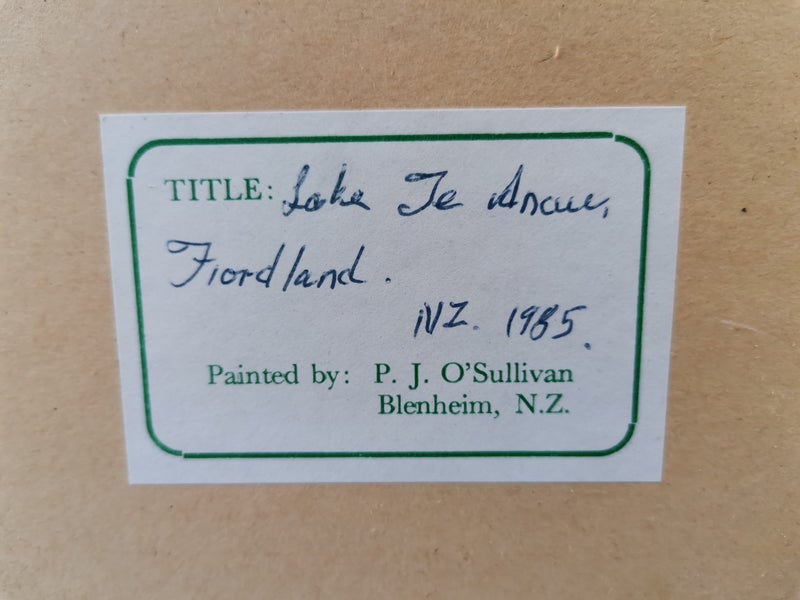 Small Original 1985 Oil Painting of "Lake Te Anau" by P.J. O'Sullivan Carousel 9