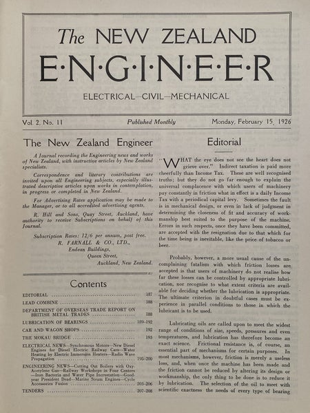 OLD MAGAZINE: The New Zealand Engineer Vol. 2, No. 11 - 15 February 1926 Carousel 3