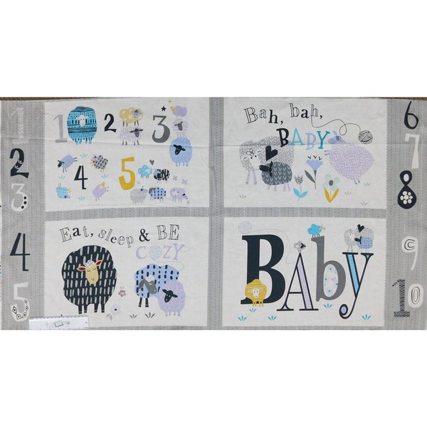 Patchwork Quilting Sewing Fabric Baby Sheep Panel 60x110cm New Carousel 1