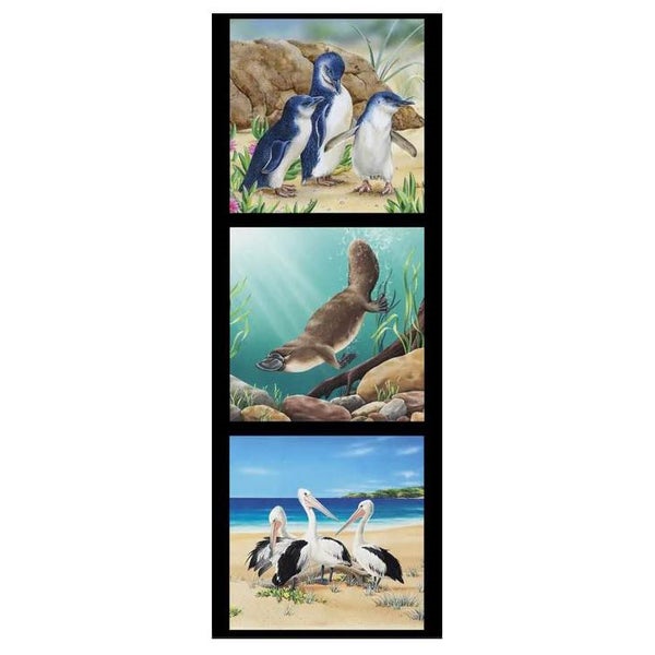 Patchwork Quilting Sewing Fabric Penguin Pelican Platypus Panel 41x110cm Carousel 1